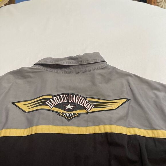 Harley Davidson VTG Men’s Embroidered Grey Button Up Shirt Size 3XL - Picture 6 of 7